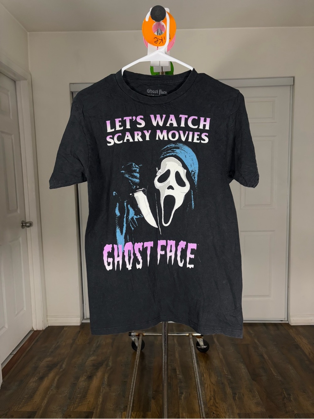 Ghost Face Graphic Tee - Black "Let's Watch Scary Movies"